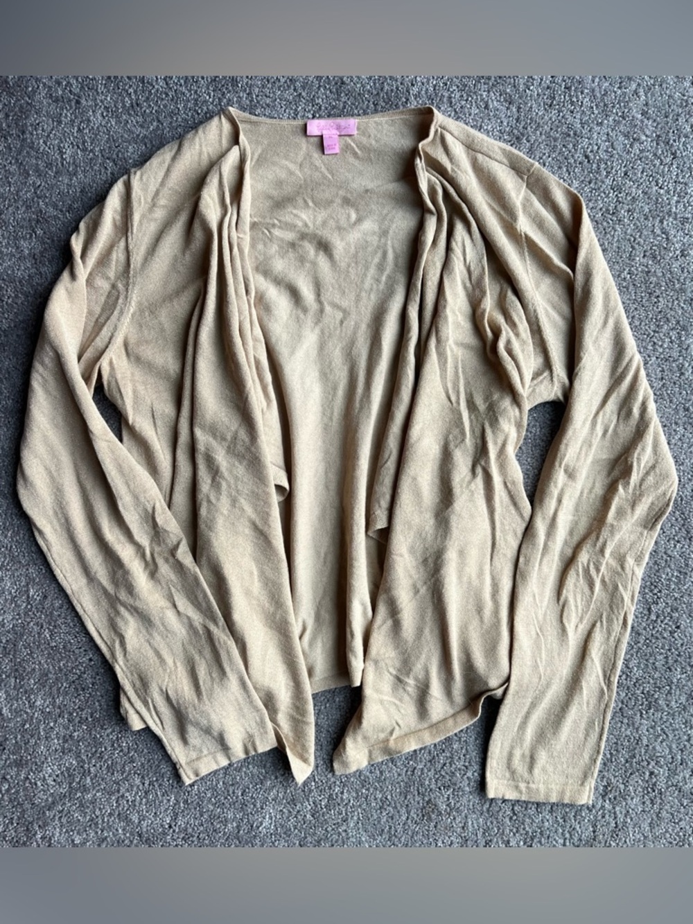 Lilly Pulitzer Neutral Beige Draped Open-Front Cardigan